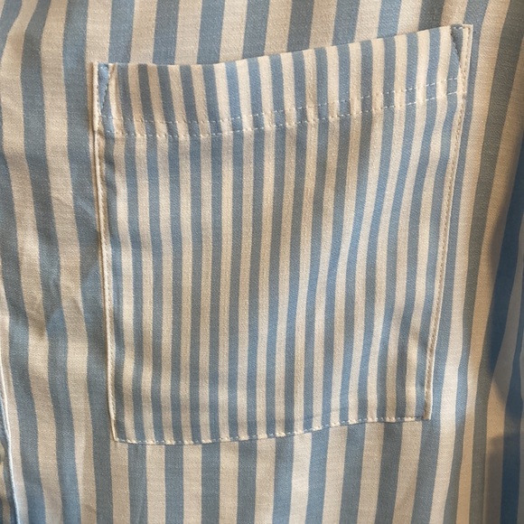 SO women’s blue and white striped button down short sleeve blouse - Picture 7 of 12